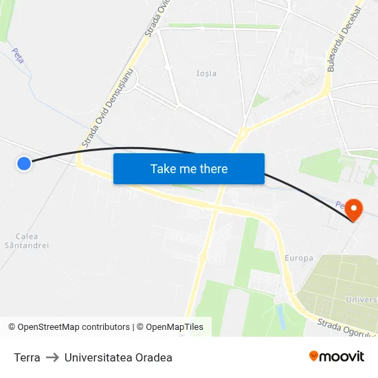 Terra to Universitatea Oradea map