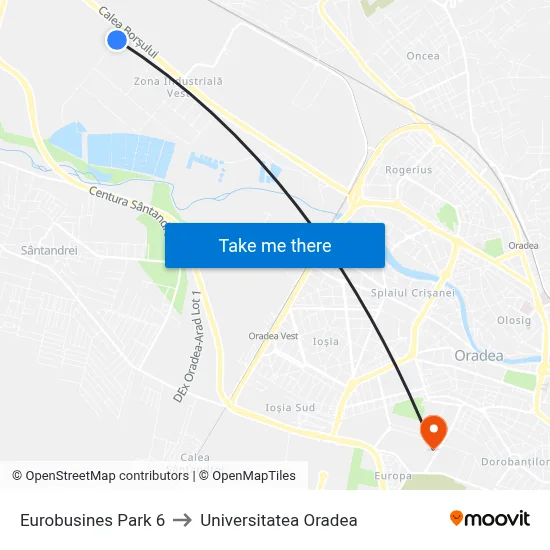 Eurobusines Park 6 to Universitatea Oradea map