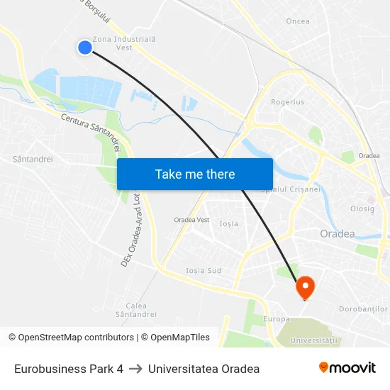 Eurobusiness Park 4 to Universitatea Oradea map
