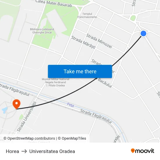 Horea to Universitatea Oradea map