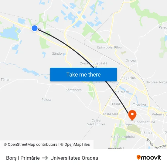 Borș | Primărie to Universitatea Oradea map