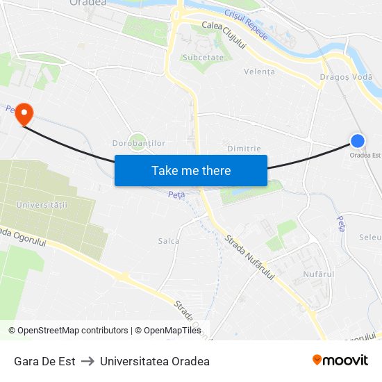 Gara De Est to Universitatea Oradea map