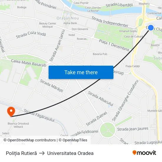 Poliția Rutieră to Universitatea Oradea map