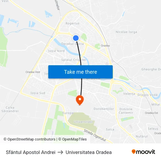 Sfântul Apostol Andrei to Universitatea Oradea map