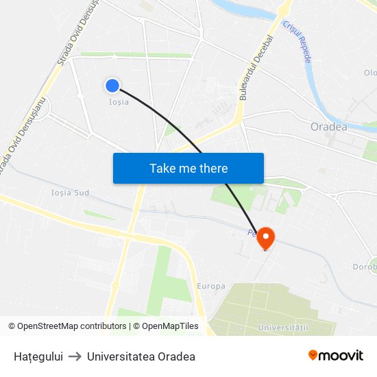 Hațegului to Universitatea Oradea map