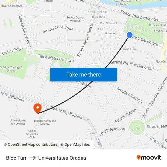 Bloc Turn to Universitatea Oradea map