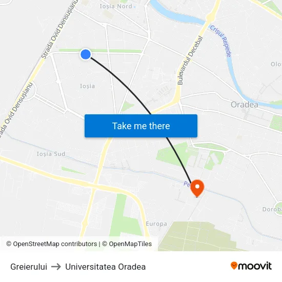 Greierului to Universitatea Oradea map