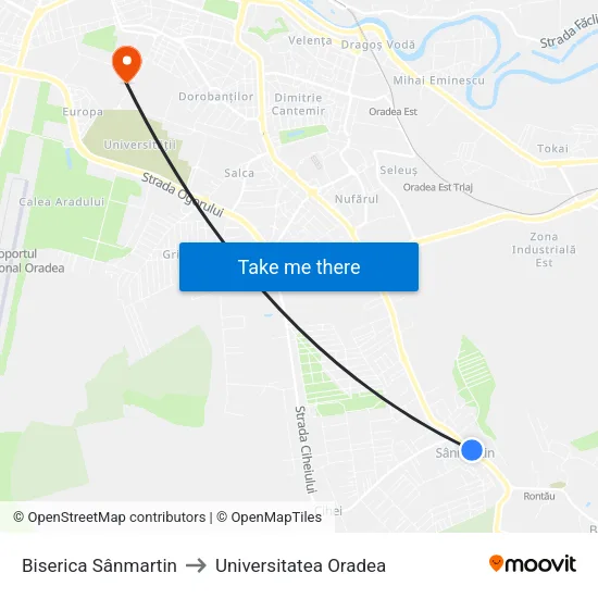 Sânmartin | Biserică to Universitatea Oradea map