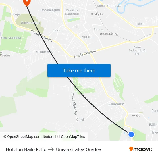 Băile Felix | Hoteluri to Universitatea Oradea map