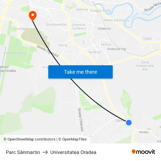 Sânmartin | Parc to Universitatea Oradea map