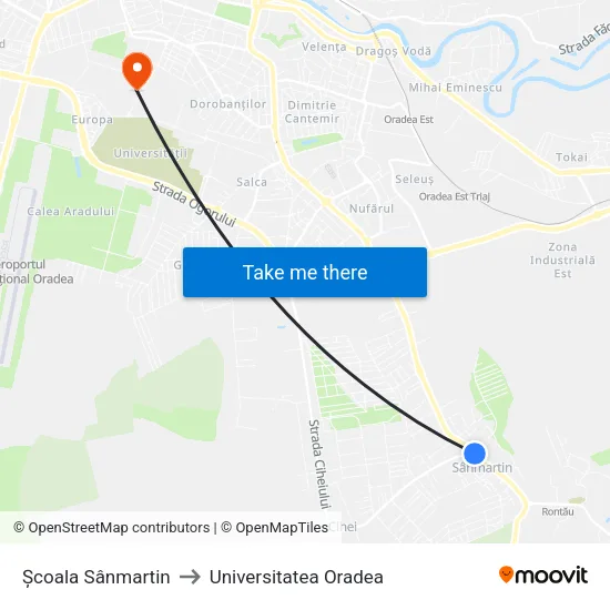 Sânmartin | Școală to Universitatea Oradea map