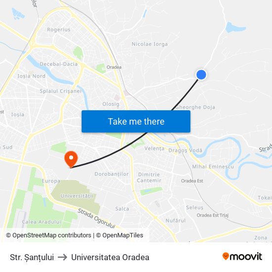 Str. Șanțului to Universitatea Oradea map