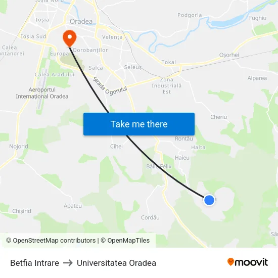 Betfia | Intrare to Universitatea Oradea map