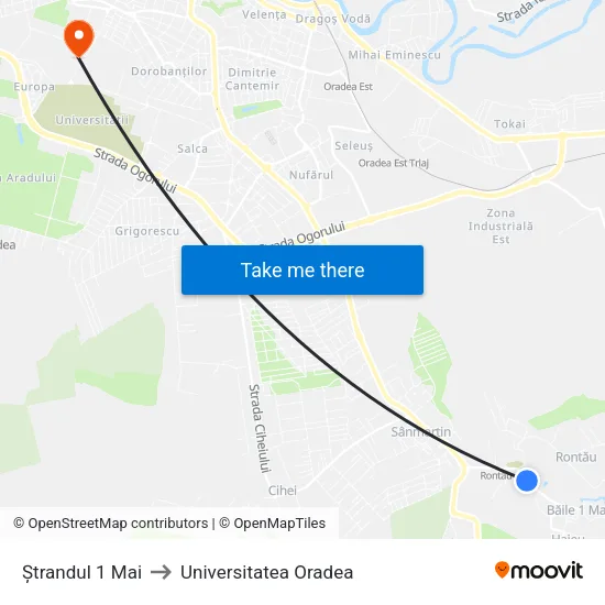 Băile 1 Mai | Ștrand to Universitatea Oradea map