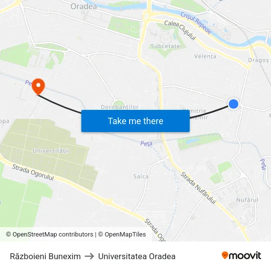 Războieni Bunexim to Universitatea Oradea map