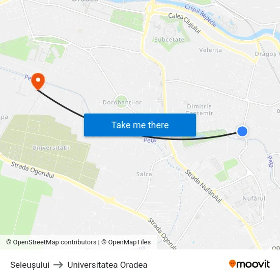 Seleușului to Universitatea Oradea map