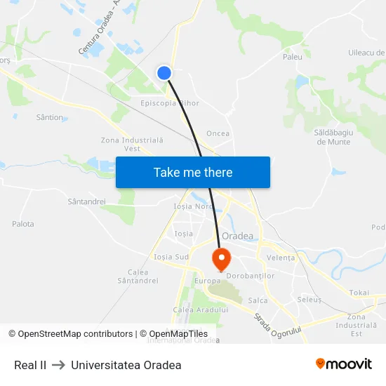 Remarkt Episcopia to Universitatea Oradea map