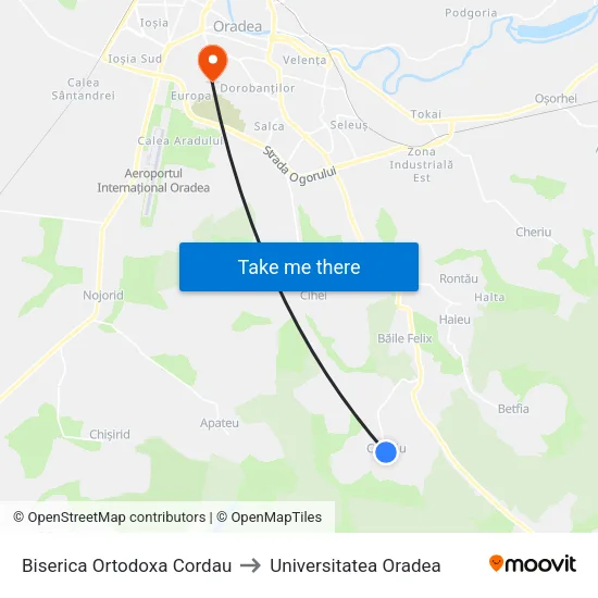 Cordău | Biserică to Universitatea Oradea map