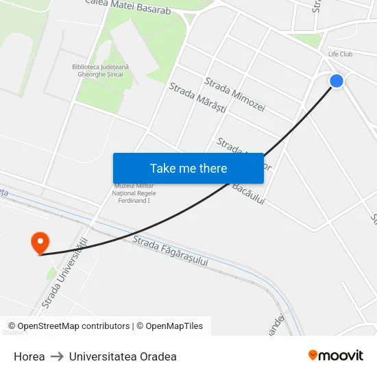 Horea to Universitatea Oradea map