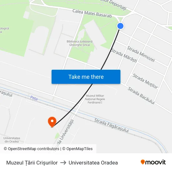 Muzeul Țării Crișurilor to Universitatea Oradea map