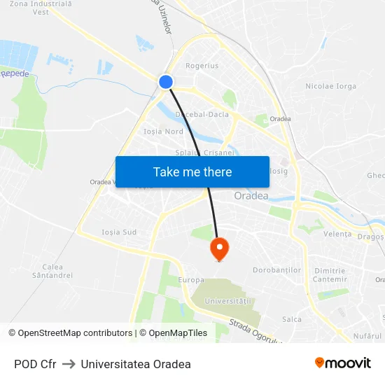 POD Cfr to Universitatea Oradea map