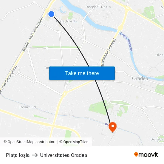 Piața Ioșia to Universitatea Oradea map