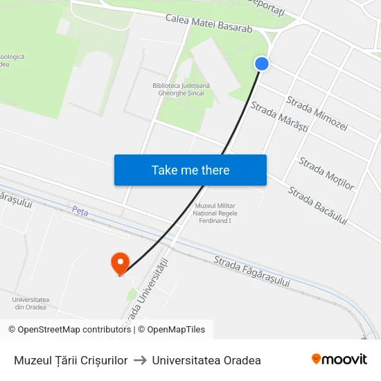 Muzeul Țării Crișurilor to Universitatea Oradea map