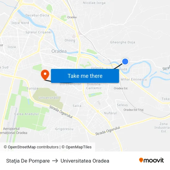 Mănăstirea Sfintei Cruci to Universitatea Oradea map