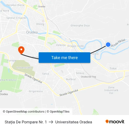 Stația De Pompare Nr. 1 to Universitatea Oradea map