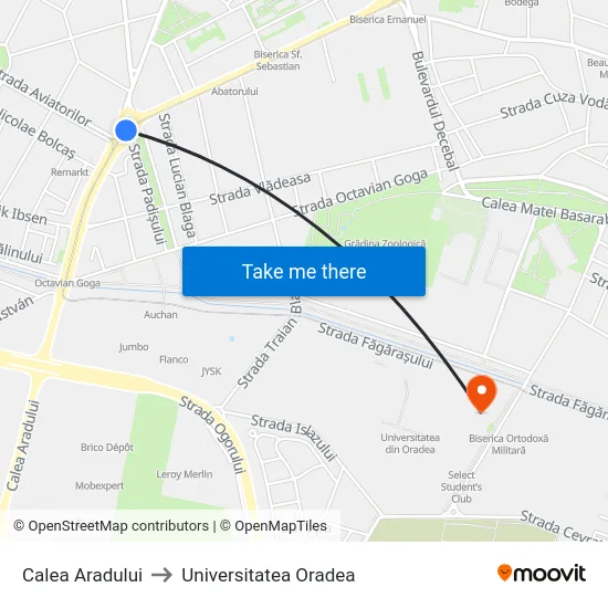 Calea Aradului to Universitatea Oradea map