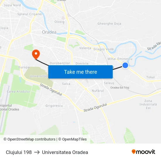Clujului 198 to Universitatea Oradea map