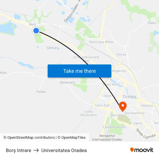 Borș Intrare to Universitatea Oradea map