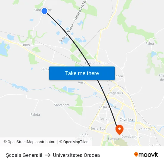 Santăul Mic | Școala Generală to Universitatea Oradea map