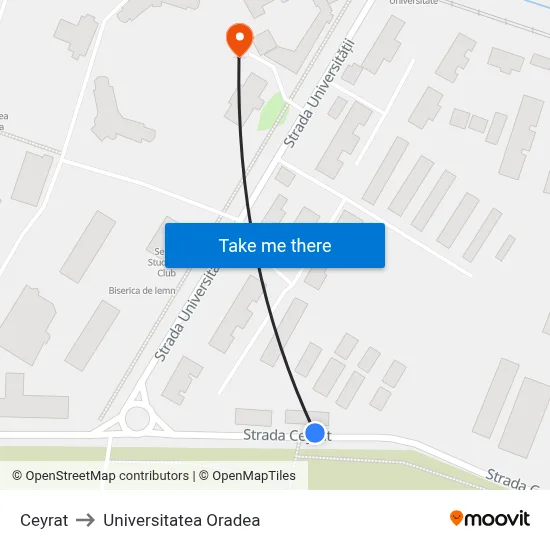 Ceyrat to Universitatea Oradea map