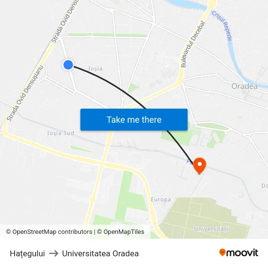Hațegului to Universitatea Oradea map
