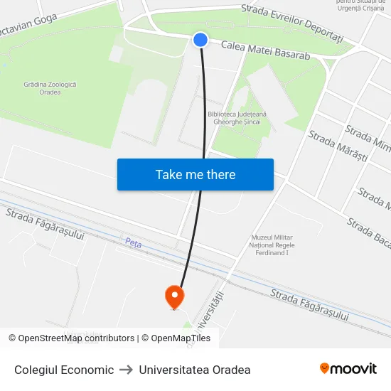 Colegiul Economic to Universitatea Oradea map