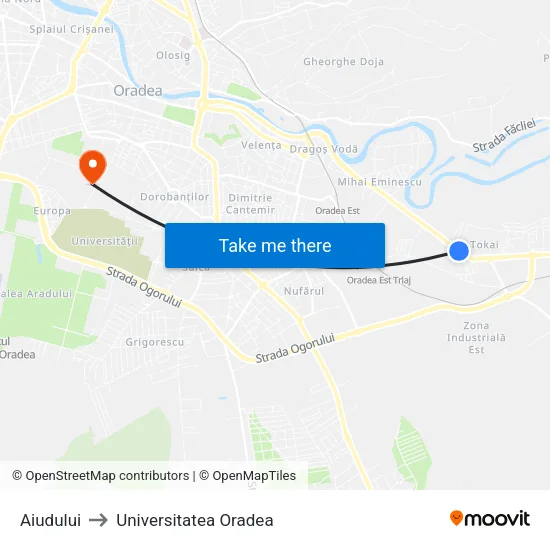 Aiudului to Universitatea Oradea map