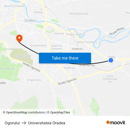 Ogorului to Universitatea Oradea map