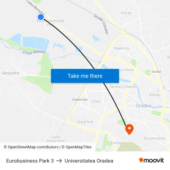 Eurobusiness Park 3 to Universitatea Oradea map