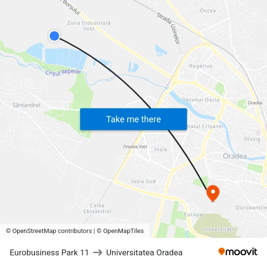Eurobusiness Park 11 to Universitatea Oradea map