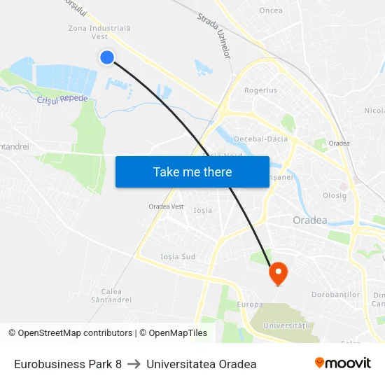 Eurobusiness Park 8 to Universitatea Oradea map