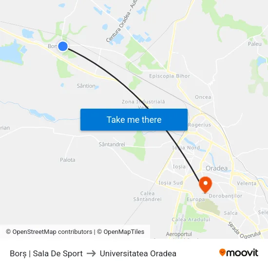 Borș | Sala De Sport to Universitatea Oradea map