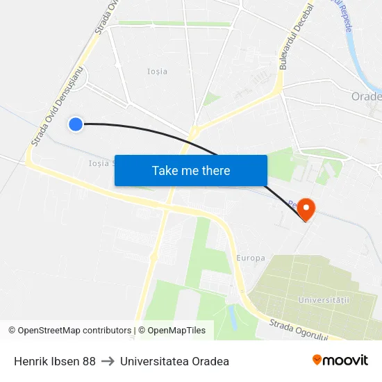 Henrik Ibsen 88 to Universitatea Oradea map