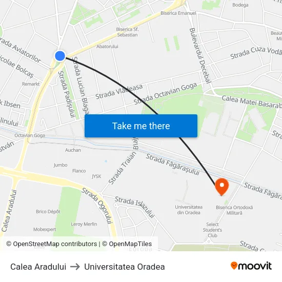 Calea Aradului to Universitatea Oradea map