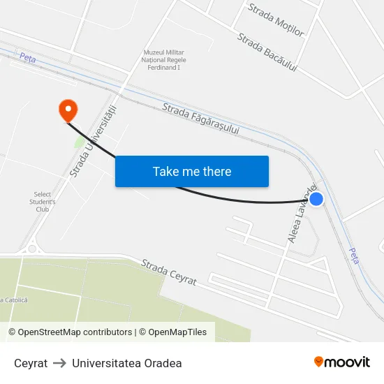 Ceyrat to Universitatea Oradea map