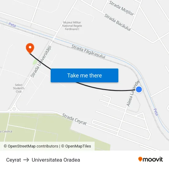 Ceyrat to Universitatea Oradea map
