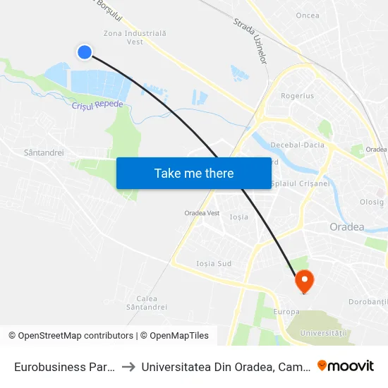 Eurobusiness Park 11 to Universitatea Din Oradea, Campus A map