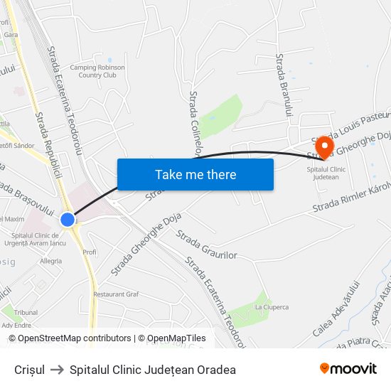 Crișul to Spitalul Clinic Județean Oradea map