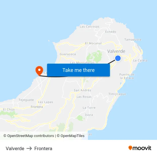 Valverde to Frontera map