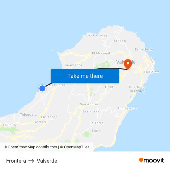 Frontera to Valverde map